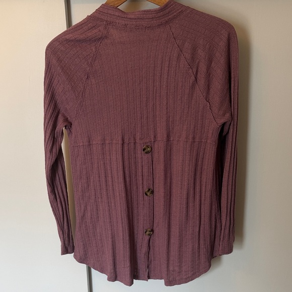 Women's Ribbed Cardigan Sweater - Mauve - Picture 2 of 2